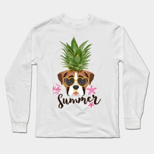 Pineapple Shirt & Gifts for Women, Kids, Boys, Teen Girls, Boxer Dogs Long Sleeve T-Shirt